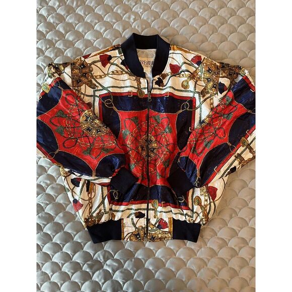 Jackets & Blazers - Vintage 70s-80s TRES-BEAU International Womans Satin Bomber Jacket Sz M